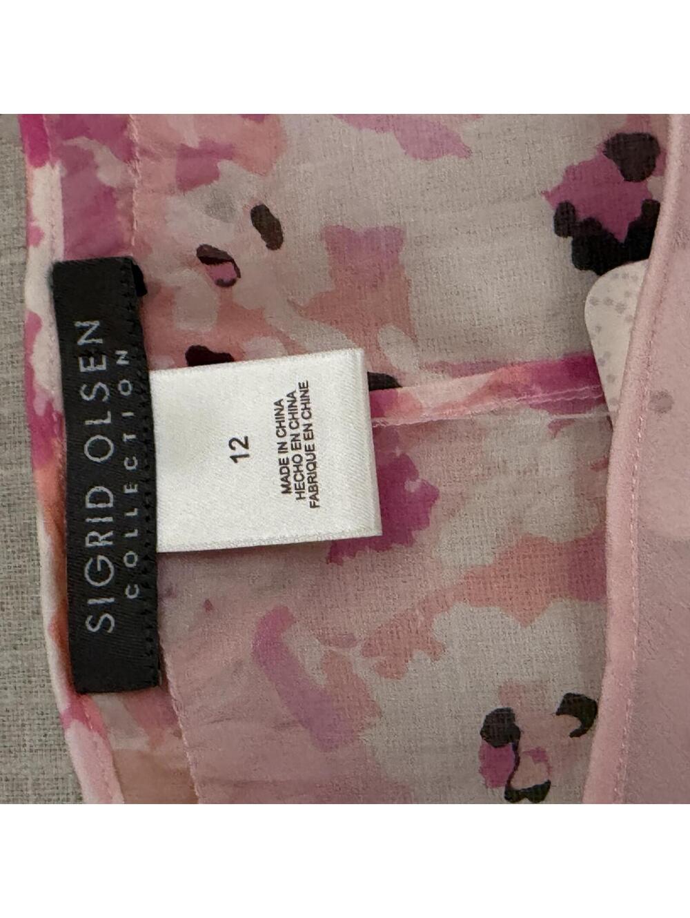 Sigrid Olsen Pink Floral Sleeveless Chiffon Blouse Top Women's Size 12 NWT - Picture 5 of 6